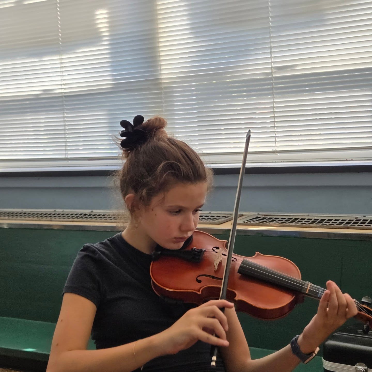 The violin is a great instrument to learn.  This young student has accomplished a lot in her short time playing violin.  Hard work pays off.